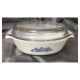 Vintage Ovenproof blue daisy casserole with lid