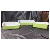 3 vintage lime green Pyrex casserole dishes- 2qt,