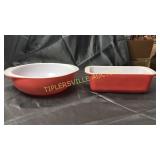2 pcs Vintage pink Pyrex-loaf and 2qt