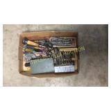 Box of drill bits & tools
