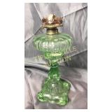 10in green oil lamp