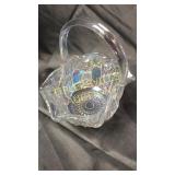 7" irridescent smith glass  basket