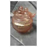 Pink bird candy dish 5"h