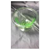 Etched green Vaseline glass 4.5"h