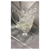9" cut crystal bird pitcher
