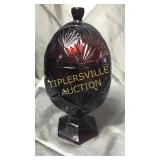 Ruby red covered candy dish 9"