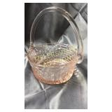 8" pink glass basket