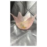 Satin pink bowl with flowers 6"
