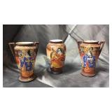 3 satsuma vases 5"
