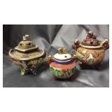 3 satsuma incense pots tallest 4"