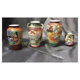 4 misc satsuma vases tallest 5"