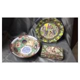 Japan large bowl, plate and dresser box