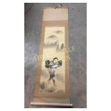 Old Japanese art on scroll 67in