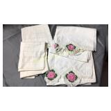 2 pair vintage hand done pillow cases