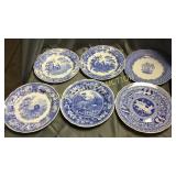 6 Spode blue room collection plates 10in