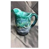 6.5in Indiana glass windmill scene slag glass