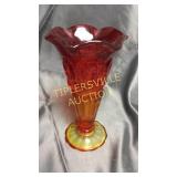 Amberina Moon and star vase 6in