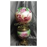 Gorgeous early hand painted lamp converted to