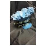 Large hobnail Fenton blue milk glass swirl f