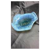 Unique Blue opalescent sea shell bowl 8in