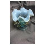 3.5in Fenton blue opalescent vase