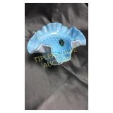 4in kanawha hobnail milk glass with blue inside