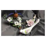 Fenton hand painted artist signed bird and 2