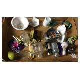 Vintage shakers, bottles, etc