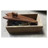 Wooden box with and wood candle holders
