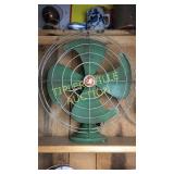 Vintage green metal GE fan 20in