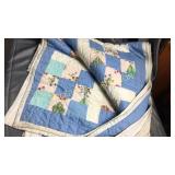 Hand made quilt blue and flower baskets some