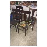 Group of 4 t back oak chairs