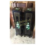 Pair of 30in oriental motif cabinets/strands