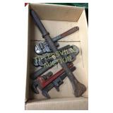 Pipe wrenches and chisel