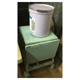 Industrial drop leaf table and storage pale