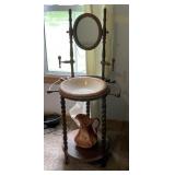 Wash Bowl/Pitcher Mirrored Stand