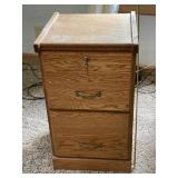 Oak 2 Drawer Key Lock File Cabinet