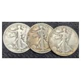 (3) W. Liberty Half Dollars: 1936-S, 44-D, 45