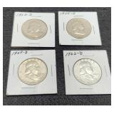 (4) F. Half Dollars: 1952-D, 54-D, 58-D, 62-D