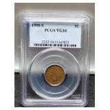 1908-S Slab Indian Head Cent PCGS VG10