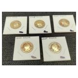 (5) Different 2005-S Silver Proof Quarters