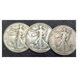 (3) W. Liberty Half Dollars: 1939-D, 44, 46