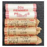 (5) Rolls 2009 L. Cents BU 3 Varieties