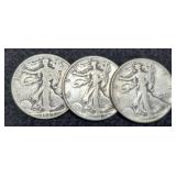 (3) W. Liberty Half Dollars: 1939-S, 40, 44