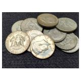 (10) 40% Silver K. Half Dollars