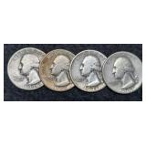 (4) W. Quarters: 1936-P,D,S; 1937
