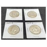 (4) F. Half Dollars: 1948-D, 49-P,D,S