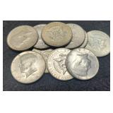(10) 40% Silver K. Half Dollars
