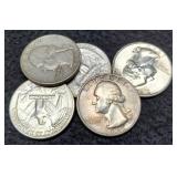 (5) Silver Quarters: 1959-D, 60 MS, 60-D, 61- P&D