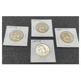 (4) F. Half Dollars: 1957-D, 58-D, 59-P&D